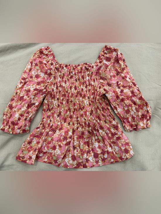 Nanette Lepore Tops - EUC Nanette Lepore Smocked Pink Floral Top with Puff Sleeves